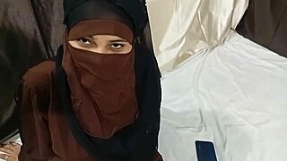 Hot horny Muslim sister lifts hijab on bed and gets fucked by stepbrother!