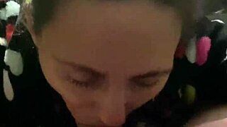 On her knees sucking my monster cock in pov blowjob game