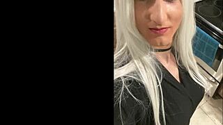 Platinum blonde crossdresser humiliates after date 😈