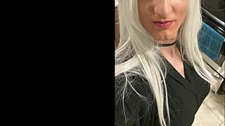 Platinum blonde crossdresser humiliates after date 😈