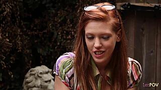 Skinny redhead invites lesbian girlfriend for anal fingering