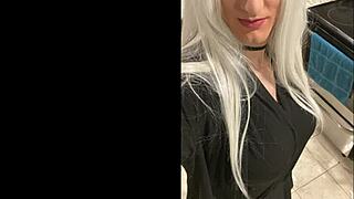Platinum blonde crossdresser humiliates after date 😈