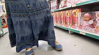 Hairy Mature Exhibitionists Flash Up Skirt In Public Shop