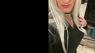 Platinum blonde crossdresser humiliates after date 😈