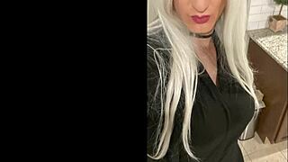 Platinum blonde crossdresser humiliates after date 😈