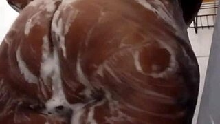 Naejae strokes hard shower water feeling big ass