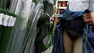 Hairy Mature Exhibitionists Flash Up Skirt In Public Shop