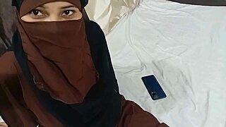 Hot horny Muslim sister lifts hijab on bed and gets fucked by stepbrother!
