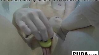 Sexy Nadia bathes while masturbating her pussy and ass with rubber toys.