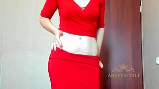 beautiful milf angela shakes huge ass in red panties