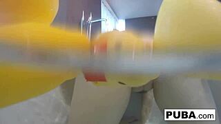 Sexy Nadia bathes while masturbating her pussy and ass with rubber toys.