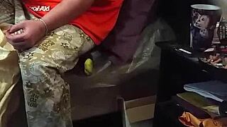 My stepmom is acting like she's not looking at the big black cock flashing.