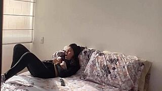 my stepmom touches herself in the closet, catches me watching, and lets me lick her wet pussy