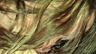 Wife spits on cock, moans while deepthroating.