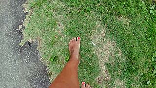 Walking Barefoot On Street And Beach, Dirtying Feet - Foot Fetish
