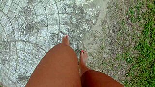 Walking Barefoot On Street And Beach, Dirtying Feet - Foot Fetish