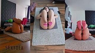 Triple Cam View Of Seductive Naked Yoga Ass Shaking