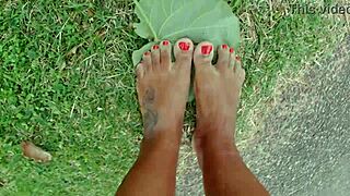 Walking Barefoot On Street And Beach, Dirtying Feet - Foot Fetish