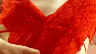 Pretty brunette milf fucks in kitchen with big clit and tits play