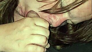 Wife spits on cock, moans while deepthroating.