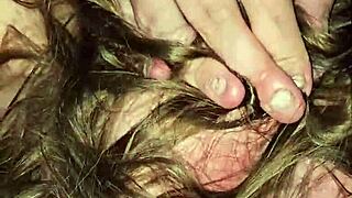 Wife spits on cock, moans while deepthroating.