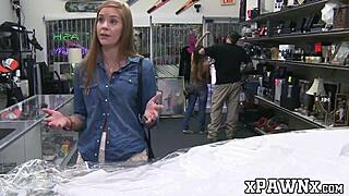 big booty babe selling her slit to that deviant pawnbroker 😏