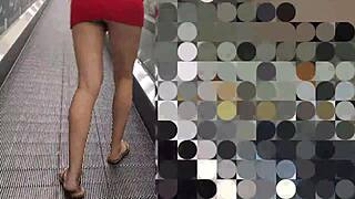 My wife flashes no panties in public, damn she’s bold!