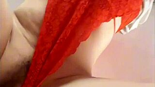 Pretty brunette milf fucks in kitchen with big clit and tits play