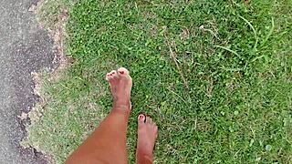Walking Barefoot On Street And Beach, Dirtying Feet - Foot Fetish