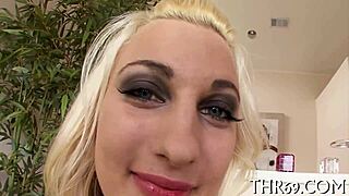 Skillful cock sucking session leaves her naked