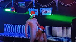 Brazilian MILF and athletic Saymon enjoy festive play with big tits and ass