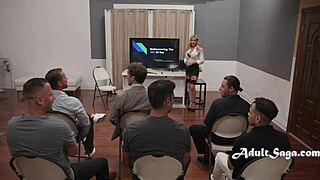 Bimbo's Hands-On Gangbang Workshop Teaches Rough Sex!