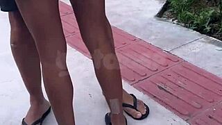 Wife takes black lover's monster cock doggystyle in street and car while husband films.