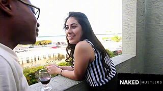 Gorgeous latina housewife sucks big dick stranger outdoors