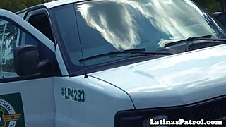 Beautiful Immigrant Rides Agent's Cock