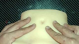 huge gaping asshole gets assfucked with toys, dripping cum on pussy lips after slap