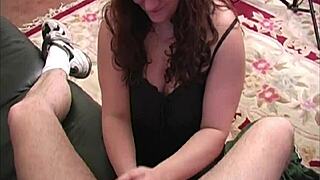 taylor chubby housewife gives hand job with dirty talk and cum on tits