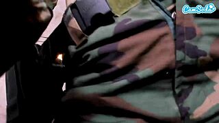 Naughty Teen Soldier Almost Caught in Field