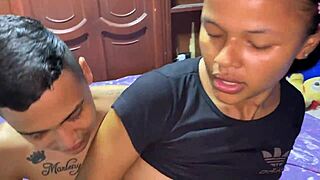 My stepbrother was alone and sad, so I comforted him with a good fuck in lingerie and doggystyle