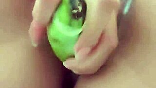 colombian latina inserts banana into dripping vagina