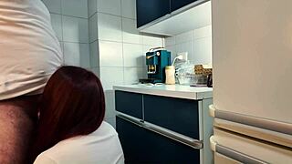 Beautiful Brunette in Leather Skirt Bent Over for Deepthroat and Ass Fucking