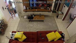 Hot Latina Wife Recognized By Delivery Man, Lets Him Suck Her Tits On Sofa