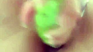 colombian latina inserts banana into dripping vagina