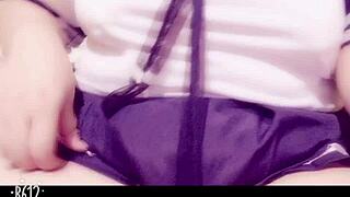 i'm so horney in sailer uniform, masturbaing with big tits paizuri, pusy all exposed