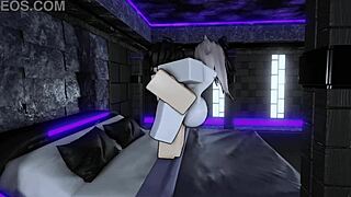 My slutty friend begs, 'Fuck me hard!' and I creampie her pussy on Roblox