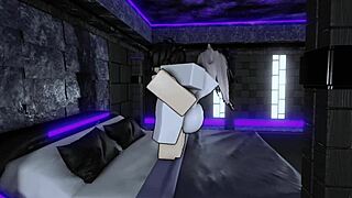 My slutty friend begs, 'Fuck me hard!' and I creampie her pussy on Roblox