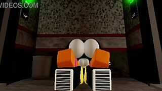 Two FNAF Roblox sluts get fucked hard in cowgirl and doggystyle positions