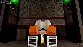 Two FNAF Roblox sluts get fucked hard in cowgirl and doggystyle positions