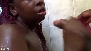 Ebony woman takes cock deep in hotel room