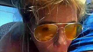 Blonde Slut Takes Huge Facial After Getting Fucked in Public